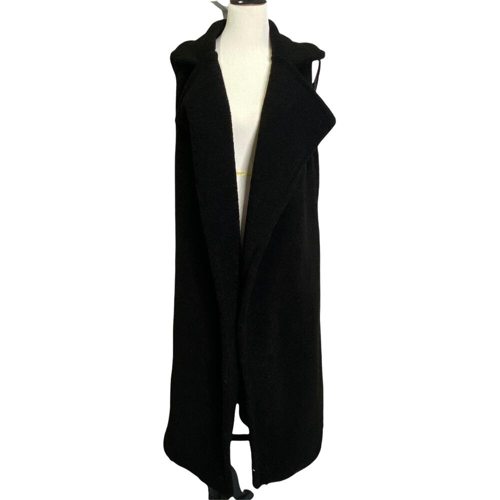 Coco + Carmen Women's Sz L/XL Sleeveless Cardigan Coat Black Boucle Collared